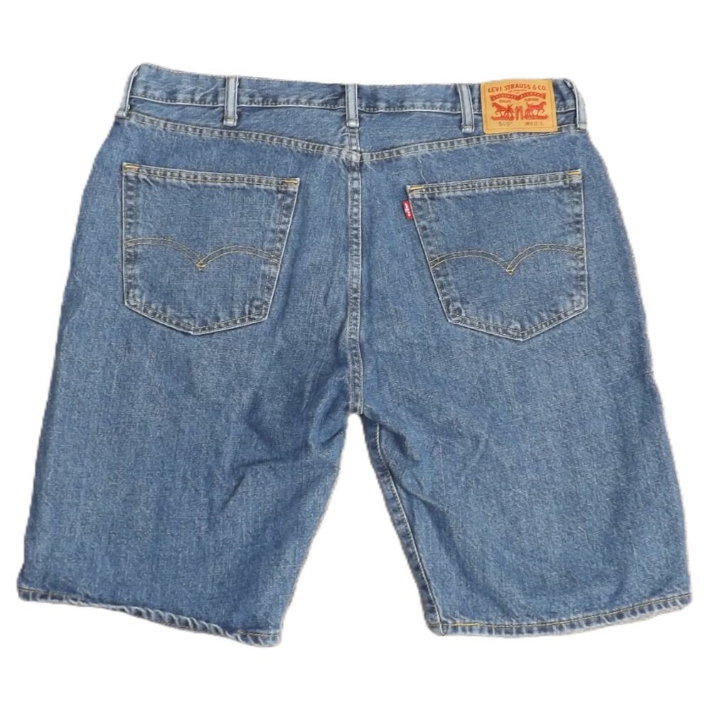 Levis 505 Shorts Mens 40 Denim Jeans Bermuda Medium Wash Dad Y2K 90s 100% Cotton